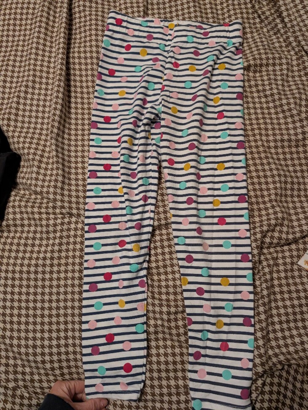 Isaac Mizrahi Navy Stripe Leggings with Multi Colored Dots